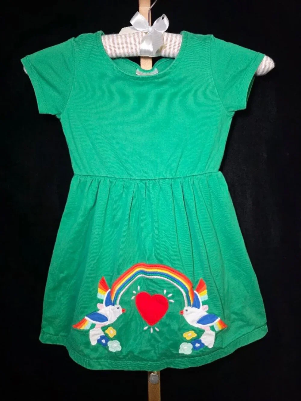 Hanna Andersson Embroidered Dress with Birds & Rainbow 5